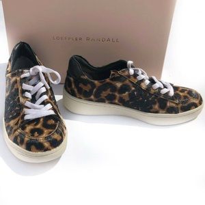 Loeffler Randall Leopard Print Leather Sneakers with White Laces